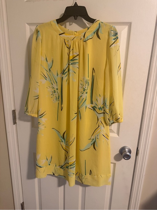 eva mendes for New York & Company Dresses & Skirts - eva mendes for New York & Company Yellow Floral Shift Dress with Teal Accents
